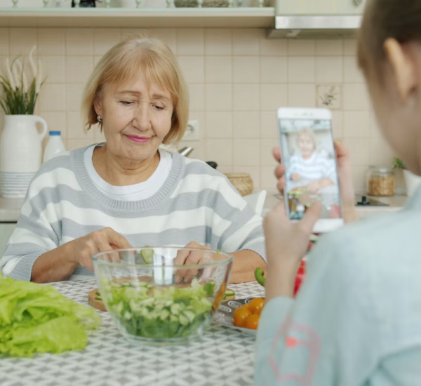 woman preparing salad